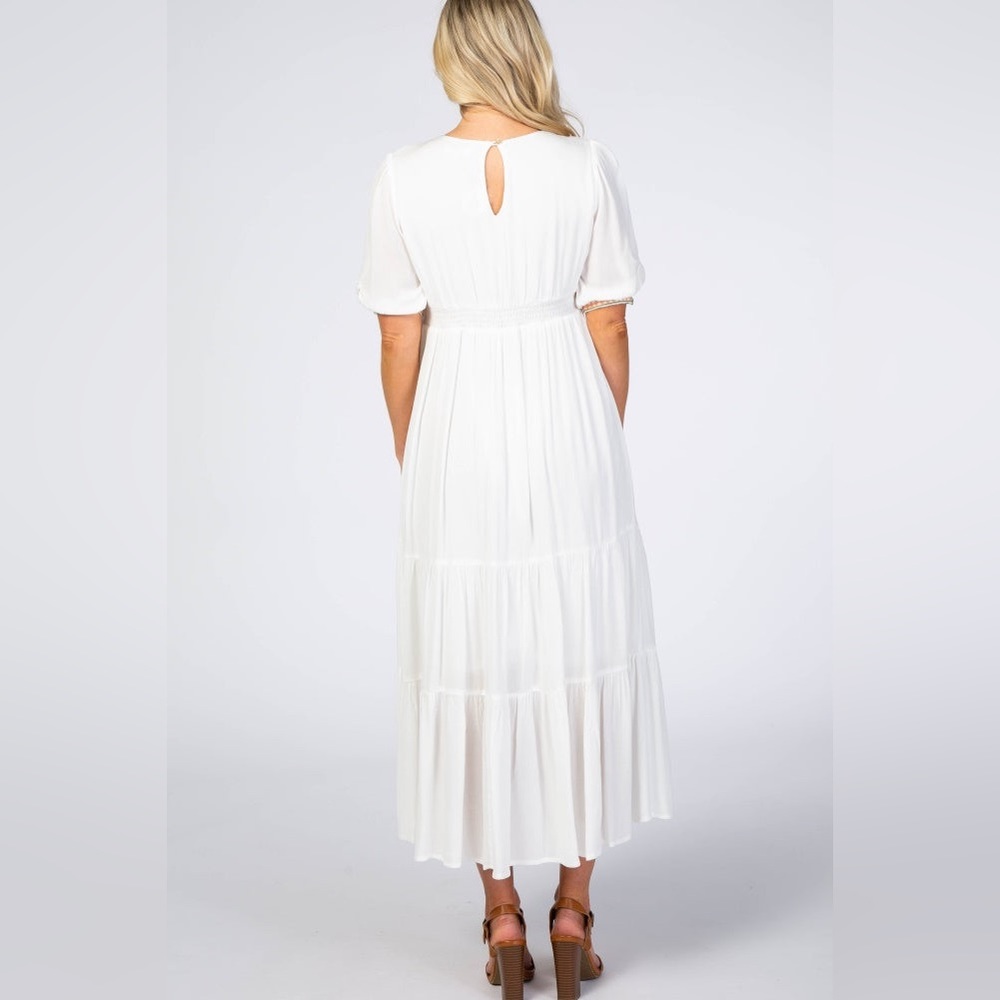PinkBlush embroidered tiered midi dress nwot - Picture 3 of 10